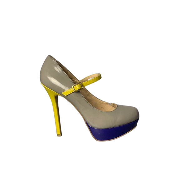Steve Madden Womens Platform Pumps Size 9.5 Gray Yellow Blue - Picture 5 of 8